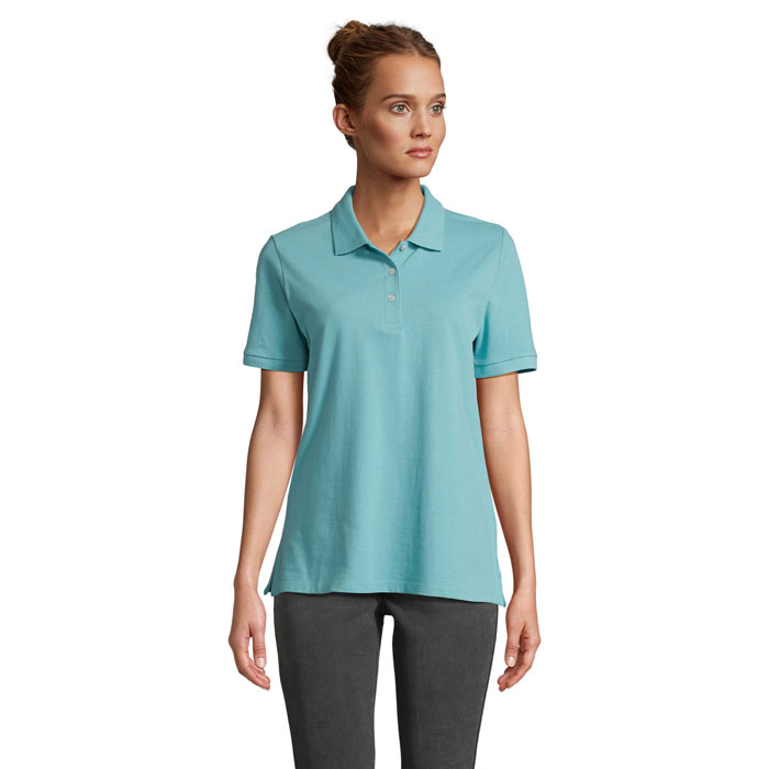 Polo publicitaire pour Femme coton PACIFIC Bleu piscine